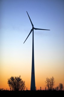 Wind turbines at dawn, Wevelsburg wind farm, Büren, Paderborn plateau, North Rhine-Westphalia,