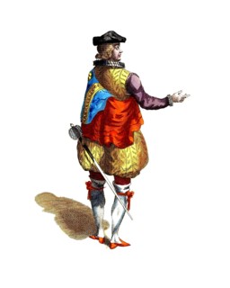 Historical clothing, fashion in the course of time, clothing of an Italian nobleman in 1626,