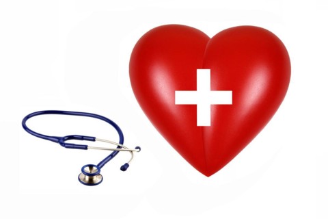 Red heart, organ, body part, stethoscope, examination, studio