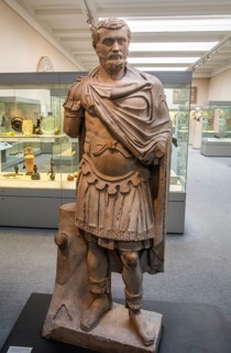 Marble state of Septimius Severus, a Roman emperor from 193 to 211 in British Museum, London,