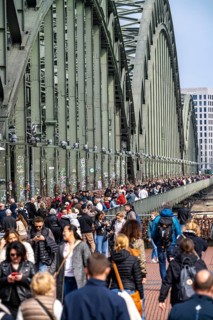 The Hohenzollern Bridge, railway bridge over the Rhine near Cologne, multi-track Rhine bridge to,