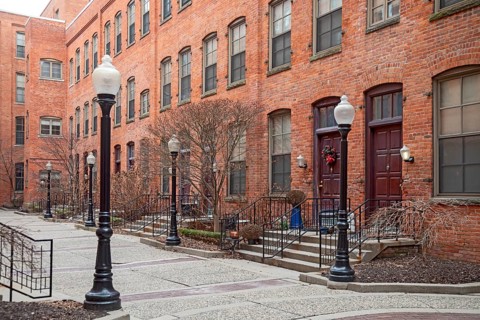 Detroit, Michigan - The River Place Luxury Apartments near the Detroit River. The complex has 301