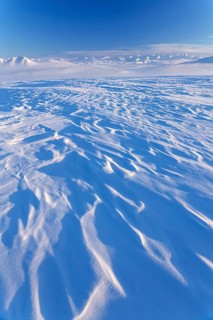 Mountain landscape in winter, snow drifts, evening light, Arctic, Brooks Range, North Slope,