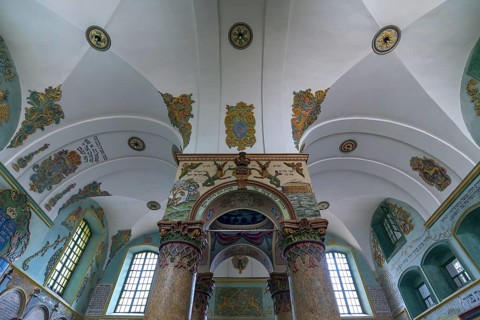 Central Bima of the synagogue in Lancut former Landshut, Poland