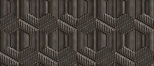 This seamless wallpaper showcases a 3D geometric pattern with dark hexagonal stripes, ideal for