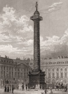 The Vendôme Column, Paris, antique steel engraved print, 1831
