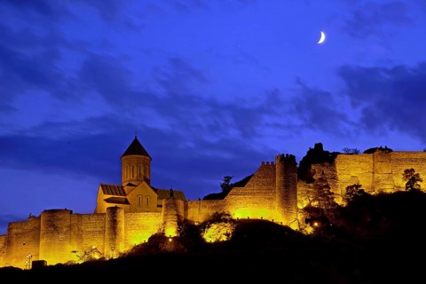 Georgia - Tbilisi - fortress at night