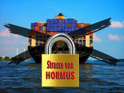 Symbolic image, Iran war, USA and Israel attack, Strait of Hormuz blocked as a strait, deal-maker