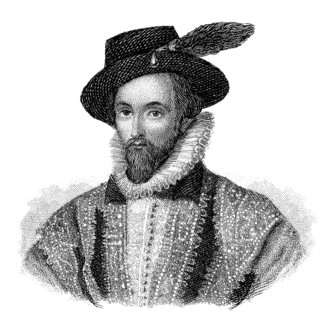 Portrait of Sir Walter Raleigh, 1554 - 1618, an English aristocrat, writer, poet and explorer,