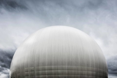 Radarstation, antennas der earth station Raisting, Upper Bavaria, Bavaria, Germany