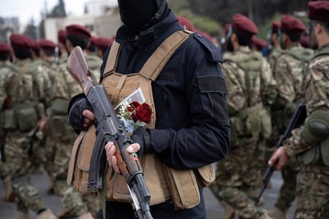 Damascus, Syria. December 8th 2025. The Syrian transitional government army stages a military