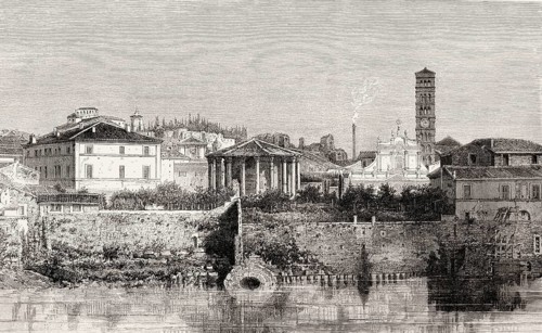 The Cloaca Maxima and the Basilica of Saint Mary in Cosmedin, Rome, Italy, 19th Century