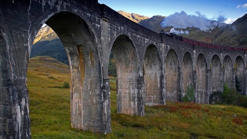 Europe, Scotland, Great Britain, England, landscape, Glennfinnan, railroad bridge, viaduct,