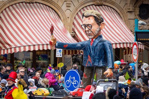 The Frankfurt carnival parade moves across the Römerberg in Frankfurt am Main on 15 February 2026.