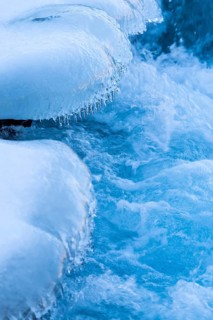 Ice in the river, Brúarfoss, waterfall, snow, winter, Golden Circle, Iceland, Scandinavia