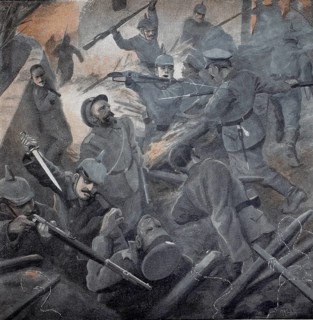 1st World War, village near Lviv defended by Russians is stormed by German troops (original text