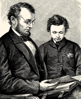 Abraham Lincoln, 1809-1865, President of the United States of America, with his youngest son,
