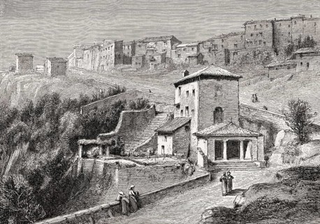 Old view of Marino Laziale, Rome Province, Lazio, Italy, 19th Century