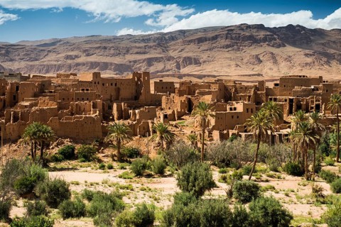 Oasis and city, Tinejdad, Drâa-Tafilalet region, Atlas Mountains, Morocco
