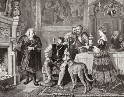 Emperor Charles V at the Fuggers' House, Augsburg 1535, Anton Fugger burns Charles V's debenture