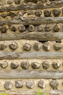 Rust-built rampart with wood and earth, faithful replica of the Slavic castle Raddusch, Vetschau in
