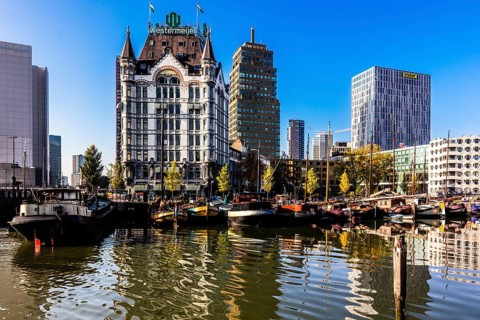 Westermeijer building, 1897 white house in eclectic style, historic Oude Haven, Rotterdam, the