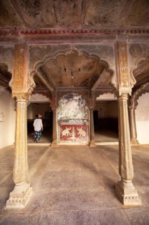 Wall paintings in the Garh Palace or Rajput Palace, Bundi, Rajasthan, India