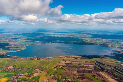 Dümmer, Dümmer See, lake, water, Hunte, aerial view, Lower Saxony, Germany, landscape, sky, nature,