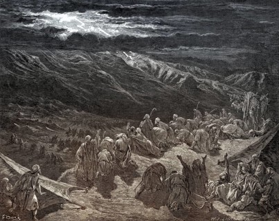 Law given to Moses at Sinai, woodcut by Gustave Doré