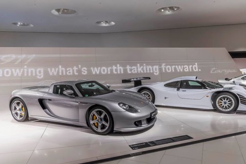Porsche Museum Stuttgart-Zuffenhausen. Porsche Carrera GT. The automotive museum of Dr. Ing. h.c. F