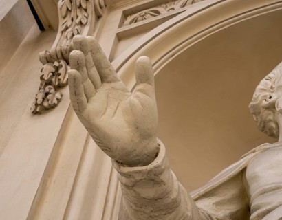 Detailed photo, statues at the French Cathedral on Gendarmenmarkt, Berlin, Germany