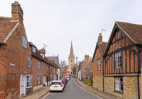 St Peter and St Paul Church, Houses, Church Street, Buckingham, England, Great Britain