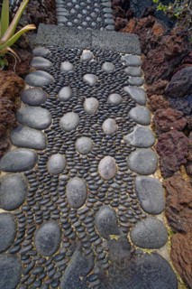 Path paved with natural stones, Arrecife, Lanzarote, Canary Islands, Canary Islands, Spain