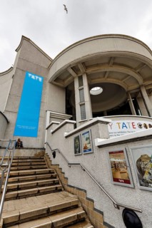 Tate St Ives Art Gallery, staircase, modern architecture, St Ives, Cornwall, England, Great Britain