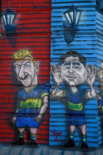 Graffito, Diego Maradona, football, Caminito, La Boca district, Buenos Aires, Argentina