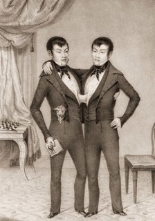 Chang and Eng Bunker, 1811–1874, known as the Siamese Twins, digitally edited
