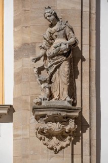 Sculpture of St Elisabeth at the castle church, 1746 to 1748, Ellingen Residence, Ellingen, Middle
