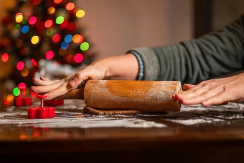 Homemade gingerbread making before Christmas.