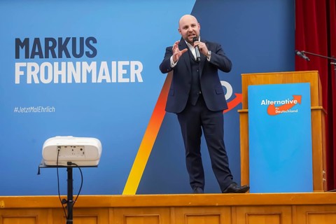 Campaign rally for the state elections of the AfD party. Markus Frohnmaier is the top candidate