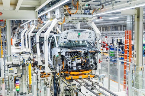 Electric car production in the assembly halls of VW in Zwickau, Zwickau, Saxony, Germany