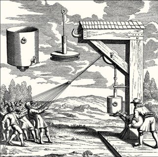 The strength of air pressure, experiment by Otto von Guericke, 17th century