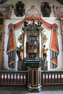Pulpit altar, Cathedral of the Rhön, Protestant church, Helmershausen, Rhönblick parish,