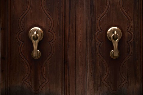Door, Tor tor, wood, doorknob, detail, close-up, Alaró, Calvià, Majorca, Balearic Islands, Balearic