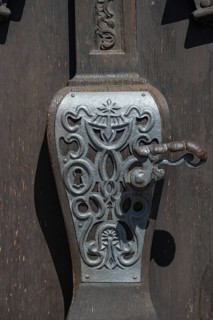 Old door fitting on the entrance door of St Martin's Church, Riegel am Kaiserstuhl,