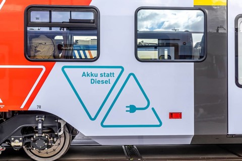 FLIRT Akku 3 XXL BEMU from the manufacturer Stadler Rail. Battery instead of diesel. InnoTrans 2024