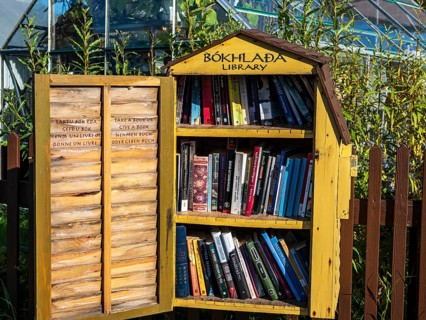 Book exchange shelf, village Eyrarbakki, southern coast, Iceland