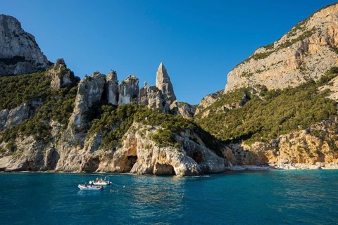 Rocky coast and beach, Cala Goloritze, Gulf of Orosei National Park, Parco Nazionale del