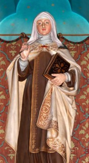 Figure of Hildegard of Bingen, Sibyl of the Rhine, 1098 – 1179, German Benedictine abbess and