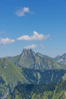Panorama from Wildengundkopf, 2238m to Höfats 2259m, Allgäu Alps, Allgäu, Bavaria, Germany