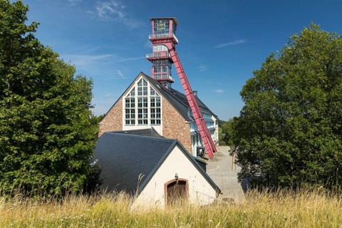 Arno Lippmann mine with winding tower, Altenberg, Osterzgebirge, Saxony, Germany